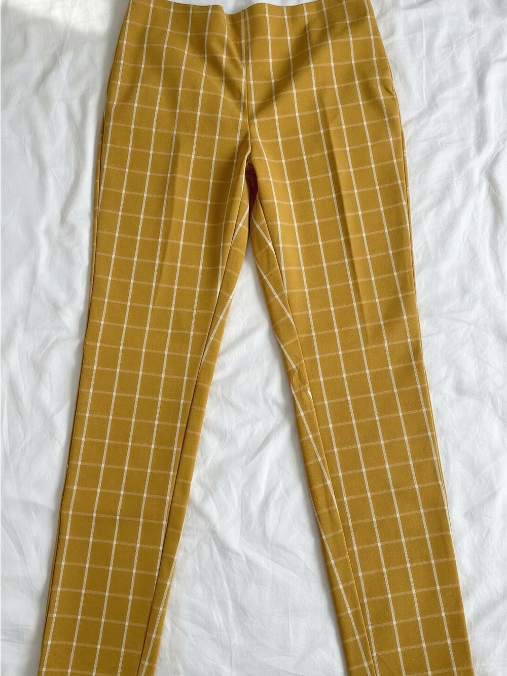 a new day Mustard Yellow Plaid Stretch Trousers